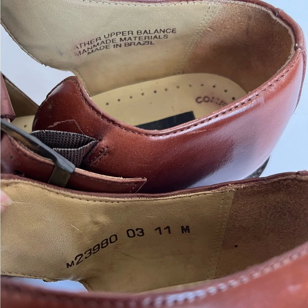 Stacy Adams Brown Leather Buckle Strap Sandals Size 11 M